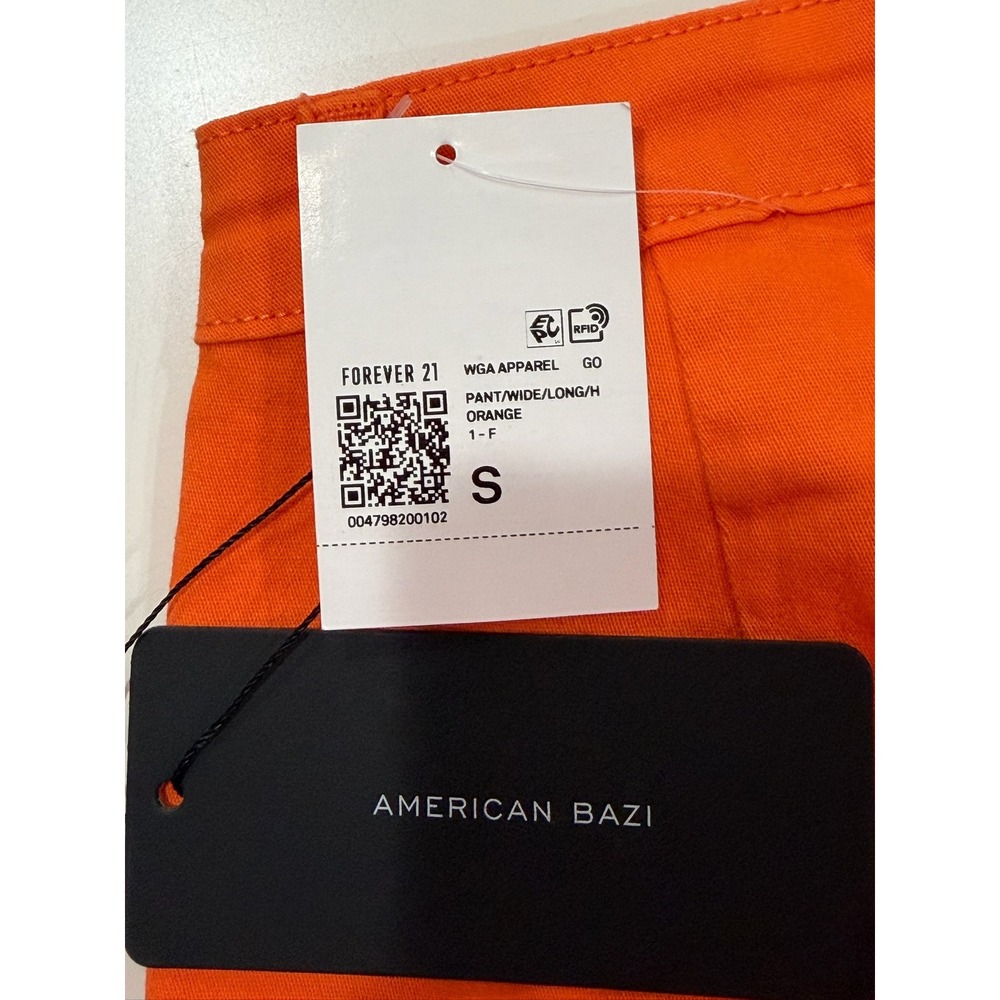 American Bazi Orange Cargo Wide Leg Pants High Rise Utility Grommet Straps Small - Picture 6 of 9